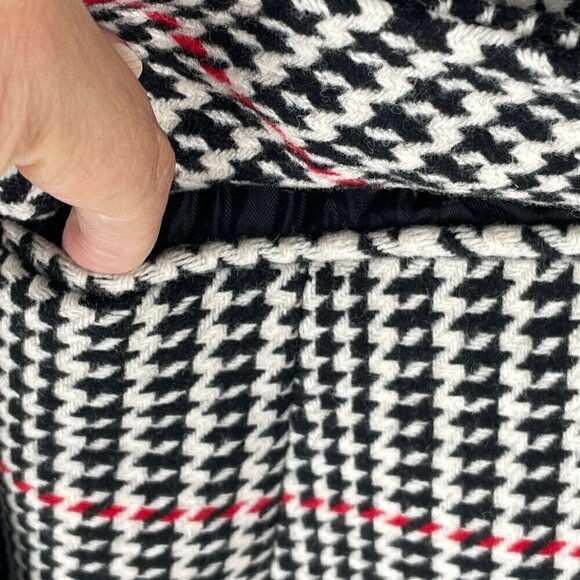 Talbots Houndstooth Blazer Wool-Blend Black White Red Single Breast 2-Button 14 - Picture 4 of 8